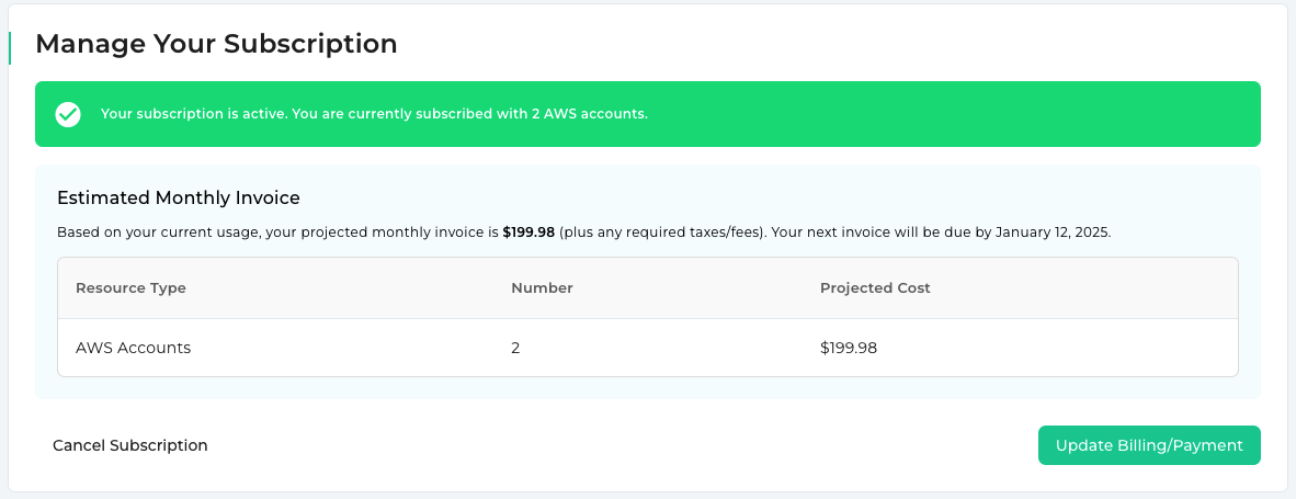 Viewing Your Subscription